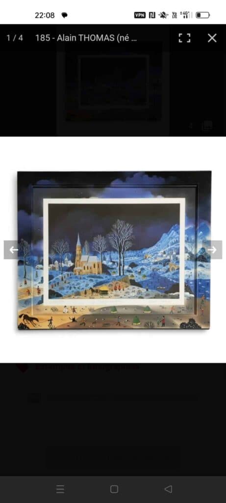 Stima della Litografia di Alain Thomas “Neige nocturne”