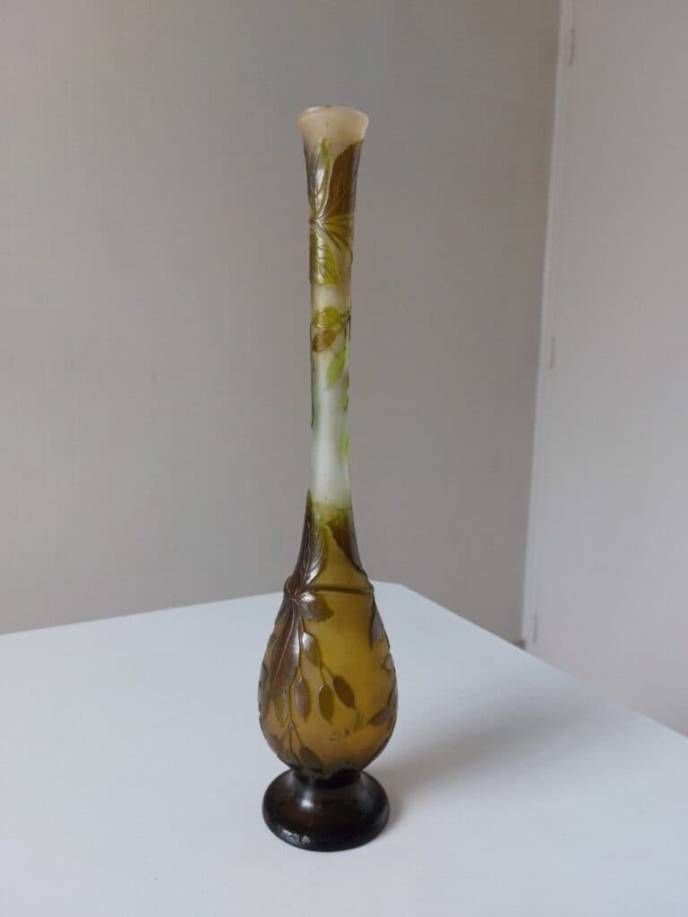 Stima Vase Galle Emile, Lalique – Soliflore Decor Olives 1902 – Ottimo Stato