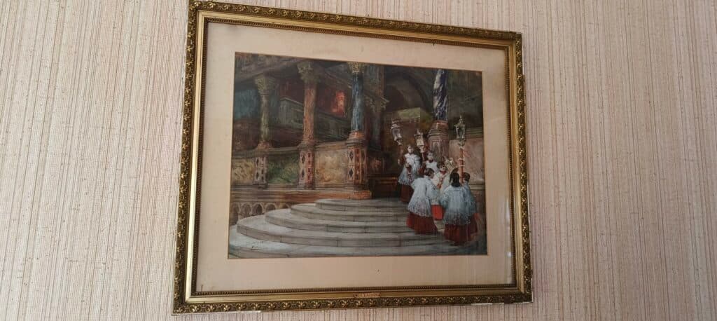 “Stima del Valore di un Dipinto Religioso del XIX Secolo Firmato da G. Clairin, Conservato da Lola Dommange nel Manoir di Bel Ebat”