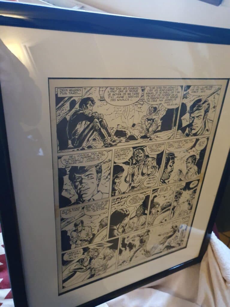 Pannello originale di Blueberry incorniciato, un’opera autentica di Giraud acquisita dalla fondatrice della libreria ‘Esperienza’